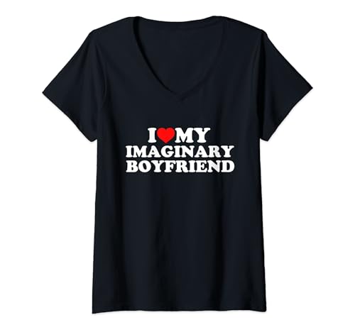 Damen I Love My Imaginary Boyfriend T-Shirt mit V-Ausschnitt Damen I Love My Imaginary Boyfriend T-Shirt mit V-Ausschnitt von I Love My Imaginary Boyfriend