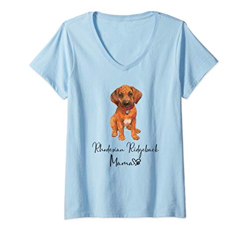 Damen Rhodesian Ridgeback Mama Hundemama Hund Frauchen Geschenk T-Shirt mit V-Ausschnitt von I Love My Rhodesian Ridgeback Geschenke Shirts