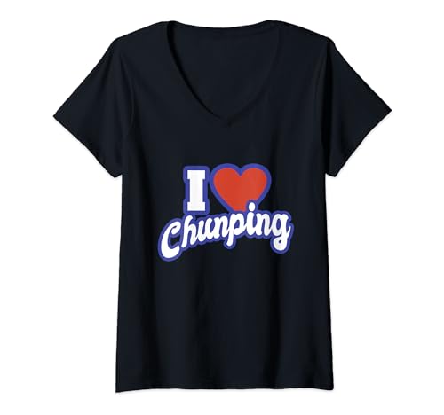 Damen Ich liebe Chunping T-Shirt mit V-Ausschnitt von I Love Names