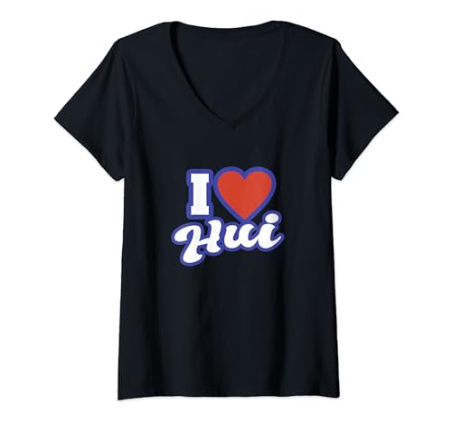 Damen Ich liebe Hui T-Shirt mit V-Ausschnitt von I Love Names