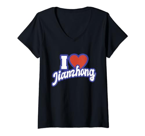 Damen Ich liebe Jianzhong T-Shirt mit V-Ausschnitt von I Love Names