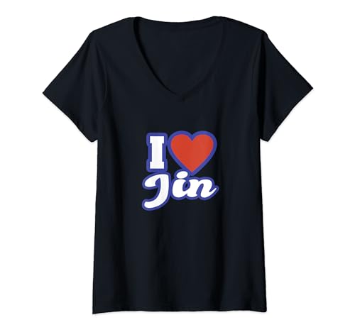 Damen Ich liebe Jin T-Shirt mit V-Ausschnitt von I Love Names
