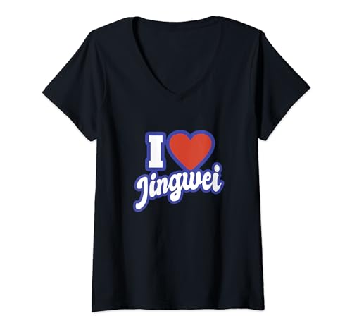 Damen Ich liebe Jingwei T-Shirt mit V-Ausschnitt von I Love Names