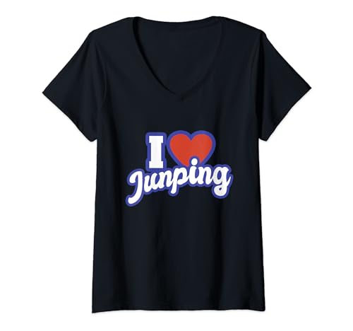 Damen Ich liebe Junping T-Shirt mit V-Ausschnitt von I Love Names