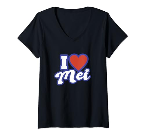 Damen Ich liebe Mei T-Shirt mit V-Ausschnitt von I Love Names
