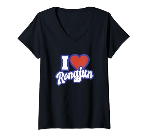 Damen Ich liebe Rongjun T-Shirt mit V-Ausschnitt von I Love Names