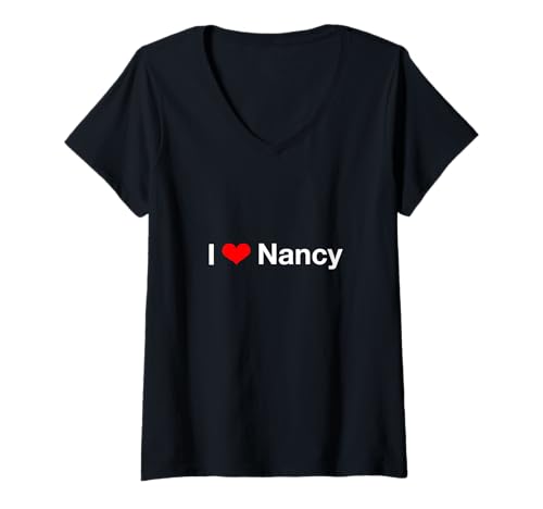 Damen Ich Liebe Nancy T-Shirt mit V-Ausschnitt von I Love Nancy