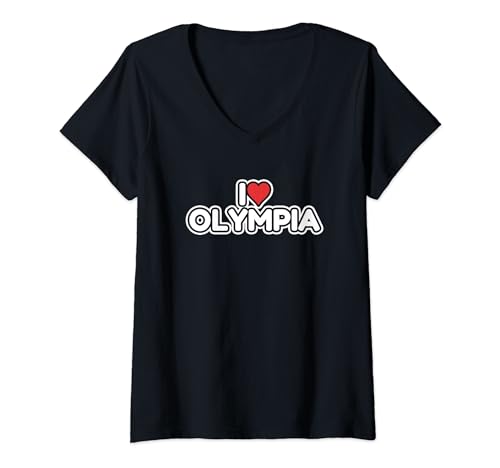 Damen Ich liebe Olympia T-Shirt mit V-Ausschnitt von I Love Olympia Designs