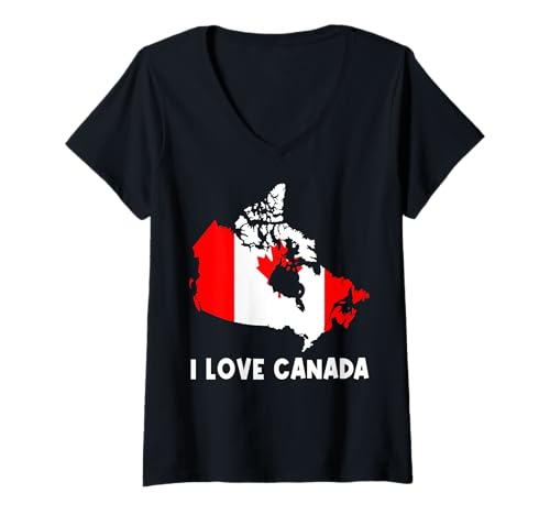 Damen Hello Ottawa I Love Kanada Karte Flagge Stolze kanadische Mutter Papa T-Shirt mit V-Ausschnitt von I Love Ottawa Happy Canada Day Canada Thanksgiving