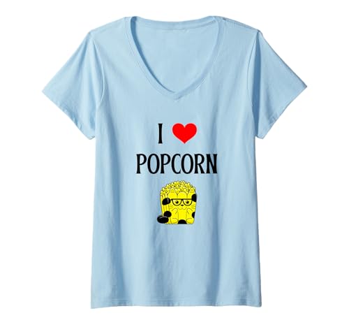 Damen Ich Liebe Popcorn Ich Liebe Popcorn Corn Kernel Filmliebhaber T-Shirt mit V-Ausschnitt Damen Ich Liebe Popcorn Ich Liebe Popcorn Corn Kernel Filmliebhaber T-Shirt mit V-Ausschnitt von I Love Popcorn Corn Kernel Movie Snack Lover Co