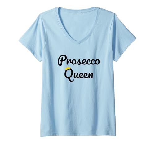 Damen Prosecco-Königin T-Shirt mit V-Ausschnitt Damen Prosecco-Königin T-Shirt mit V-Ausschnitt von I Love Prosecco By Funny Alcohol Designs