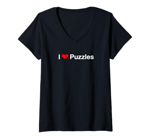 Damen Ich Liebe Puzzles T-Shirt mit V-Ausschnitt Damen Ich Liebe Puzzles T-Shirt mit V-Ausschnitt von I Love Puzzles
