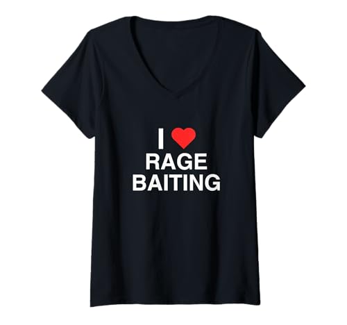 Damen Ich Liebe Heart Rage Baiting Lustiges Gen Z College Unhinged Meme T-Shirt mit V-Ausschnitt Damen Ich Liebe Heart Rage Baiting Lustiges Gen Z College Unhinged Meme T-Shirt mit V-Ausschnitt von I Love Rage Baiting