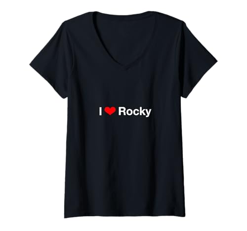 Damen Ich Liebe Rocky T-Shirt mit V-Ausschnitt von I Love Rocky