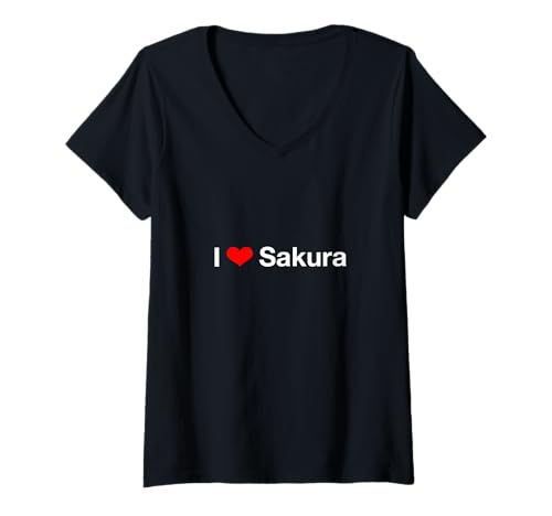 Damen Ich Liebe Sakura T-Shirt mit V-Ausschnitt Damen Ich Liebe Sakura T-Shirt mit V-Ausschnitt von I Love Sakura