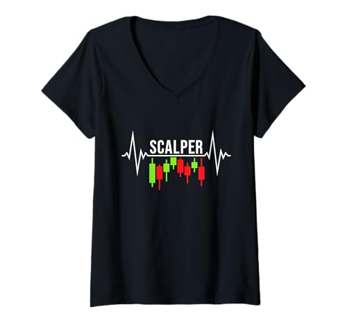 Damen Scalper Heartbeat - Crypto Scalping Trading Pulse Line T-Shirt mit V-Ausschnitt Damen Scalper Heartbeat - Crypto Scalping Trading Pulse Line T-Shirt mit V-Ausschnitt von I Love Scalping Minimal Designs