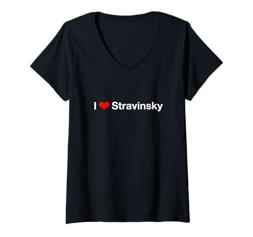 Damen I Heart Strawinsky T-Shirt mit V-Ausschnitt Damen I Heart Strawinsky T-Shirt mit V-Ausschnitt von I Love Stravinsky
