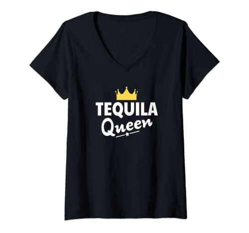 Damen Tequila Queen Shirt - Lustiges Tequila T-Shirt mit V-Ausschnitt Damen Tequila Queen Shirt - Lustiges Tequila T-Shirt mit V-Ausschnitt von I Love Tequila Shirt by JAC