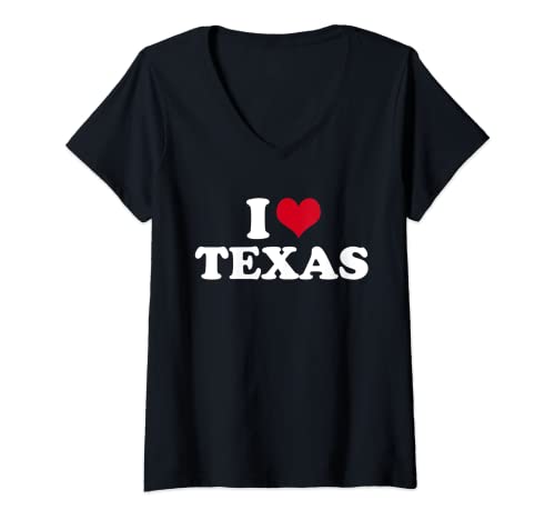 Damen I Love Texas T-Shirt mit V-Ausschnitt Damen I Love Texas T-Shirt mit V-Ausschnitt von I Love Texas