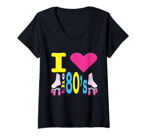 Damen I Love The 80s 80er 80er Jahre Party 80er Musik 80er T-Shirt mit V-Ausschnitt Damen I Love The 80s 80er 80er Jahre Party 80er Musik 80er T-Shirt mit V-Ausschnitt von I Love The 80s
