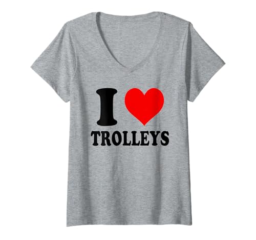 Damen I Love Trolleys T-Shirt mit V-Ausschnitt Damen I Love Trolleys T-Shirt mit V-Ausschnitt von I Love Trolleys Lover