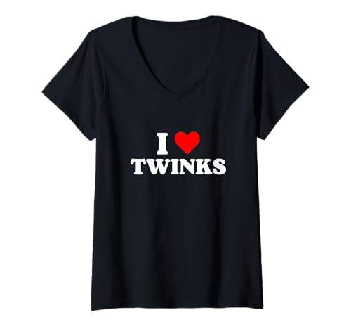 Damen Ich Liebe Twinks Ich Liebe Twinks T-Shirt mit V-Ausschnitt Damen Ich Liebe Twinks Ich Liebe Twinks T-Shirt mit V-Ausschnitt von I Love Twinks Merch
