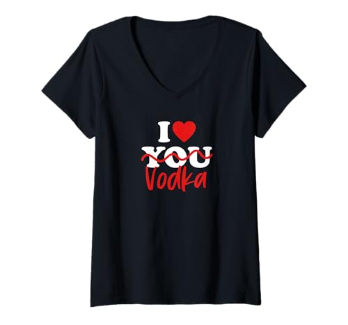 Damen Ich Liebe Wodka T-Shirt mit V-Ausschnitt Damen Ich Liebe Wodka T-Shirt mit V-Ausschnitt von I Love Vodka Designs By JAC