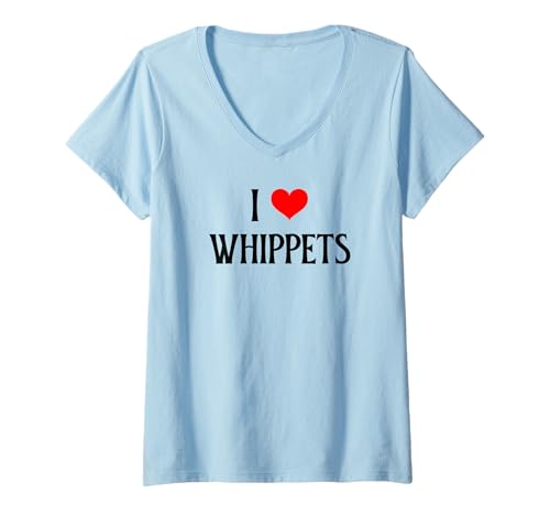 Damen Ich Liebe Whippets I Heart Whippets Hundeliebhaber T-Shirt mit V-Ausschnitt Damen Ich Liebe Whippets I Heart Whippets Hundeliebhaber T-Shirt mit V-Ausschnitt von I Love Whippets Dog Mom Dog Dad Canine Pet Dog