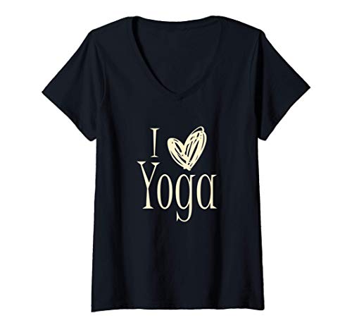 Damen I Love Yoga - Heart Sketch Silhouette Image T-Shirt mit V-Ausschnitt Damen I Love Yoga - Heart Sketch Silhouette Image T-Shirt mit V-Ausschnitt von I Love Yoga - Heart Sketch Silhouette Image