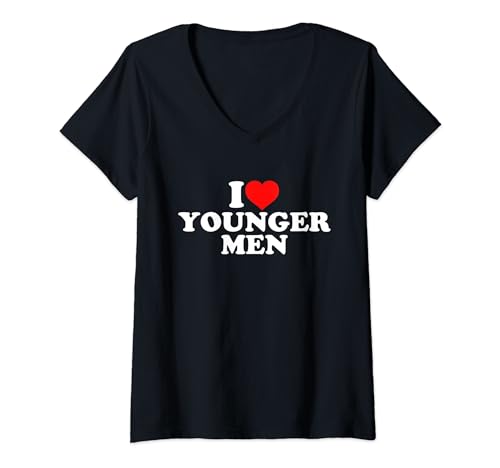 Damen I Love Younger Men T-Shirt mit V-Ausschnitt von I Love Younger Men
