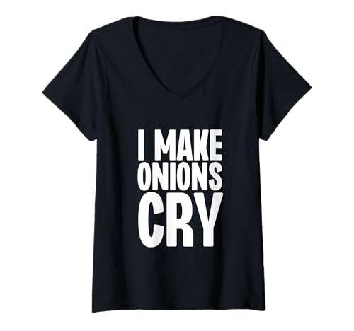 Damen Ich bringe Zwiebeln zum Weinen Lustiger Küchenchef kocht Zwiebelessen T-Shirt mit V-Ausschnitt Damen Ich bringe Zwiebeln zum Weinen Lustiger Küchenchef kocht Zwiebelessen T-Shirt mit V-Ausschnitt von I Make Onions Cry Funny Culinary Chef Cook Onion