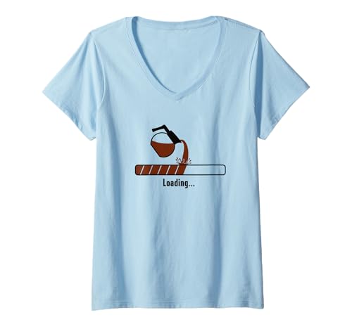 Damen Lustiger minimalistischer Kaffeetrinker für Kaffee T-Shirt mit V-Ausschnitt Damen Lustiger minimalistischer Kaffeetrinker für Kaffee T-Shirt mit V-Ausschnitt von I Need Coffee To Function Coffee Loading