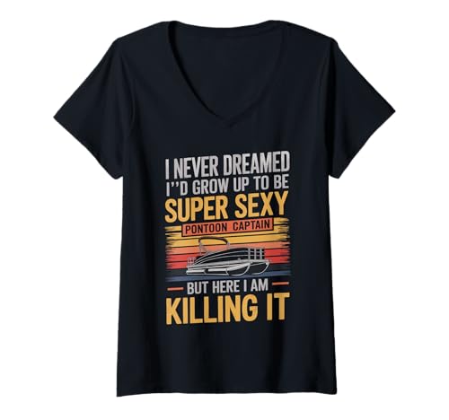 Damen Ich hätte nie gedacht, DASS ich einmal Pontonkapitän Werden würde. Funny T-Shirt mit V-Ausschnitt Damen Ich hätte nie gedacht, DASS ich einmal Pontonkapitän Werden würde. Funny T-Shirt mit V-Ausschnitt von I Never Dreamed I'd Grow Up To Be Pontoon Captain