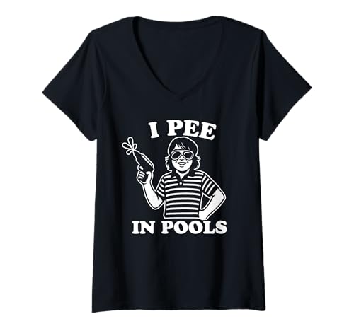 Damen I Pee IN Pools - Schwimmen Urlaub. Urlaubsoutfit Funny Guy T-Shirt mit V-Ausschnitt Damen I Pee IN Pools - Schwimmen Urlaub. Urlaubsoutfit Funny Guy T-Shirt mit V-Ausschnitt von I PEE IN POOLS - Schwimmen Urlaub - Lustiger Typ