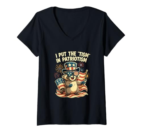 Damen I Put The 'Tism In Patriotism T-Shirt mit V-Ausschnitt Damen I Put The 'Tism In Patriotism T-Shirt mit V-Ausschnitt von I Put The 'Tism In Patriotism Wear