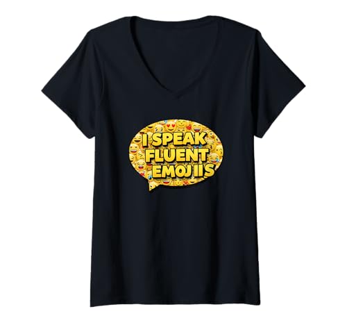 Damen I Speak Fluent Emojiis Funny Meme T-Shirt mit V-Ausschnitt Damen I Speak Fluent Emojiis Funny Meme T-Shirt mit V-Ausschnitt von I Speak Fluent Emojiis Funny Meme