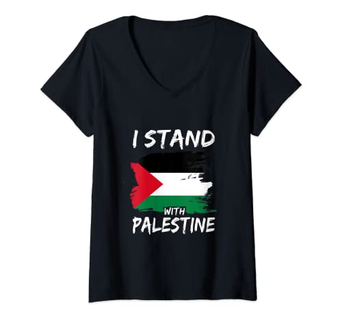 Damen I Stand With Palästine T-Shirt mit V-Ausschnitt von I Stand With Palestine