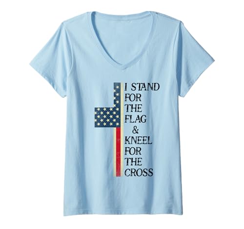 Damen I Stand for The Flag Kneel for The Cross USA Freedom God US T-Shirt mit V-Ausschnitt Damen I Stand for The Flag Kneel for The Cross USA Freedom God US T-Shirt mit V-Ausschnitt von I Stand for the Flag & Kneel for the Cross T Shirt