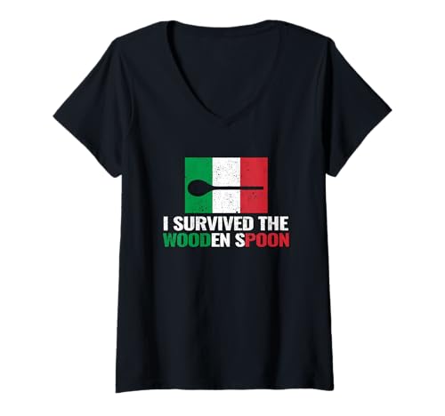 Damen Ich Habe den Holzlöffel überlebt T-Shirt mit V-Ausschnitt von I Survived The Wooden Spoon