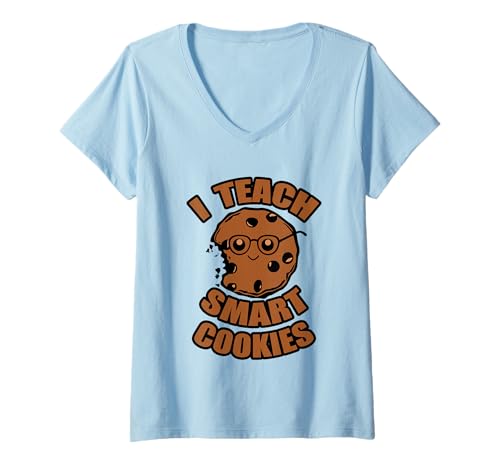 Damen Ich unterrichte intelligente Kekse, Cookies, Intelligenter Lehrer, Lehrer T-Shirt mit V-Ausschnitt von I Teach Smart Cookies