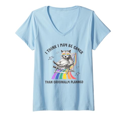 Damen Ich glaube, ich bin vielleicht schwuler als ursprünglich geplant T-Shirt mit V-Ausschnitt von I Think I May Be Gayer Than Originally Planned