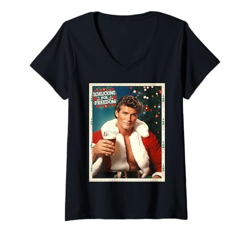 Damen I’VE BEEN SCHLUCKING FOR FREEDOM X XMAS Christmas Beer Boy T-Shirt mit V-Ausschnitt von I’VE BEEN SCHLUCKING FOR FREEDOM. Bier Weihnachten