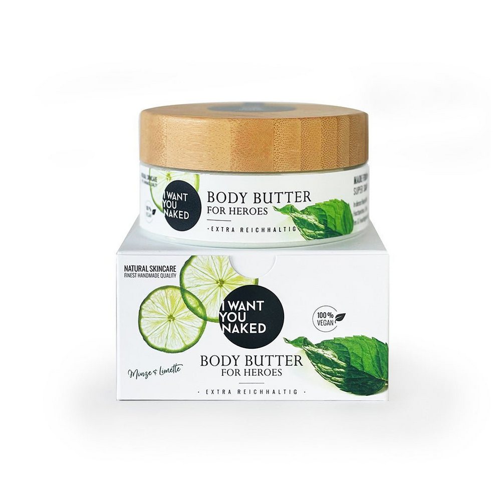 I WANT YOU NAKED Körperbutter IWYN For Heroes Set, 1-tlg., Body Butter mit Minze & Limette 200ml extra reichhaltig vegan handmade von I WANT YOU NAKED