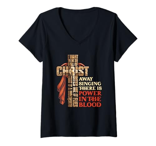 Damen Ich möchte so voll von Christus Sein Christian Prayer Faithcross T-Shirt mit V-Ausschnitt Damen Ich möchte so voll von Christus Sein Christian Prayer Faithcross T-Shirt mit V-Ausschnitt von I Want To Be So Full Of Christ Christian Prayer