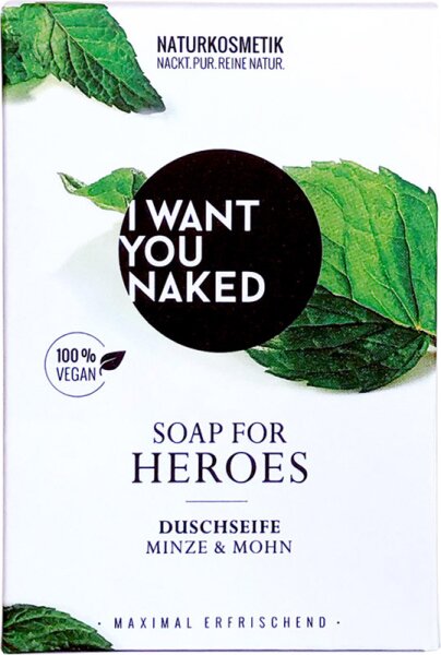 I Want You Naked Duschseife Soap For Heroes Minze & Mohn 100 g von I Want You Naked
