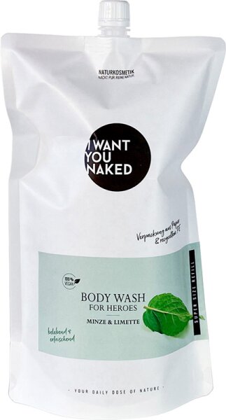 I Want You Naked For Heroes Body Wash Limette & Minze REFILL 1000 ml von I Want You Naked