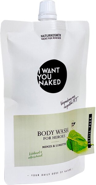 I Want You Naked For Heroes Body Wash Limette & Minze REFILL 250 ml von I Want You Naked