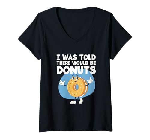 Damen Donut Lover Sweet Pastry Mir wurde gesagt, DASS es Donuts geben würde T-Shirt mit V-Ausschnitt von I Was Told There Would Be Donuts Gift