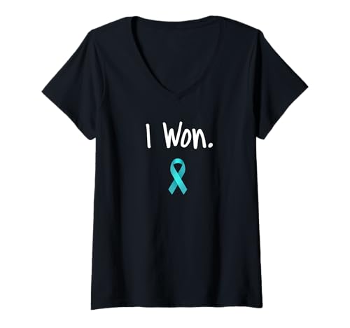 Damen Eierstockkrebs-Überlebender, ich habe das Bewusstsein für Eierstockkrebs gewonnen T-Shirt mit V-Ausschnitt Damen Eierstockkrebs-Überlebender, ich habe das Bewusstsein für Eierstockkrebs gewonnen T-Shirt mit V-Ausschnitt von I Won Ovarian Cancer Awareness DNG