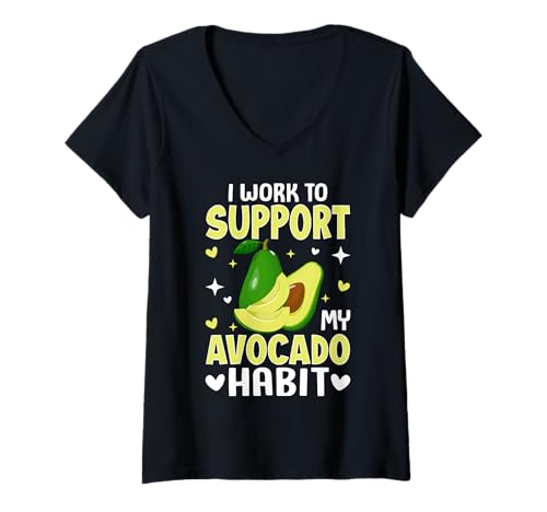 Damen Ich arbeite daran, meine Avocado-Gewohnheit zu unterstützen T-Shirt mit V-Ausschnitt Damen Ich arbeite daran, meine Avocado-Gewohnheit zu unterstützen T-Shirt mit V-Ausschnitt von I Work To Support My Avocado Habit Gift Cute Funny